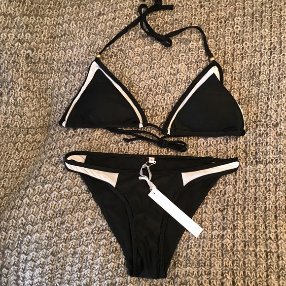 Black mesh trim bikini- large NWT - Picture 2 of 3